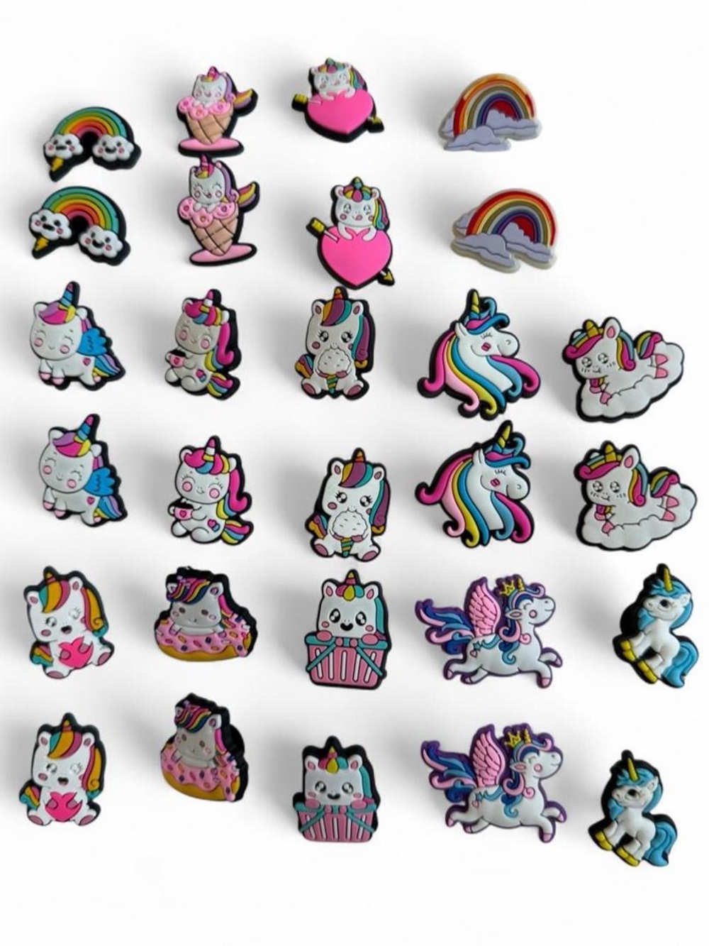Unicorn & Rainbow crocs Shoe Charms - Assorted Pink, White, Blue